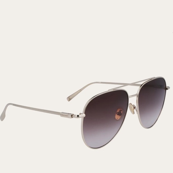 Ferragamo Silver Aviator Gradient Sunglasses Retail $385 - Picture 2 of 11